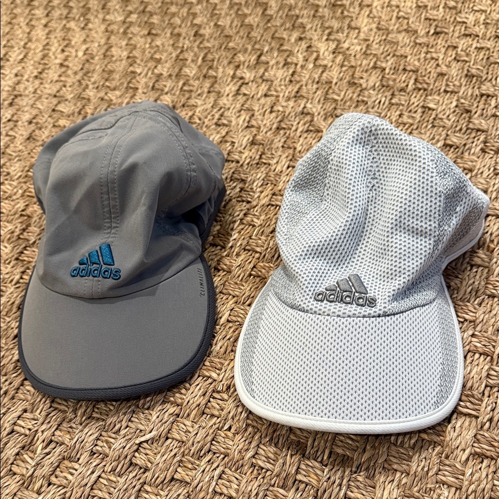 Adidas Gray and Light Gray Caps